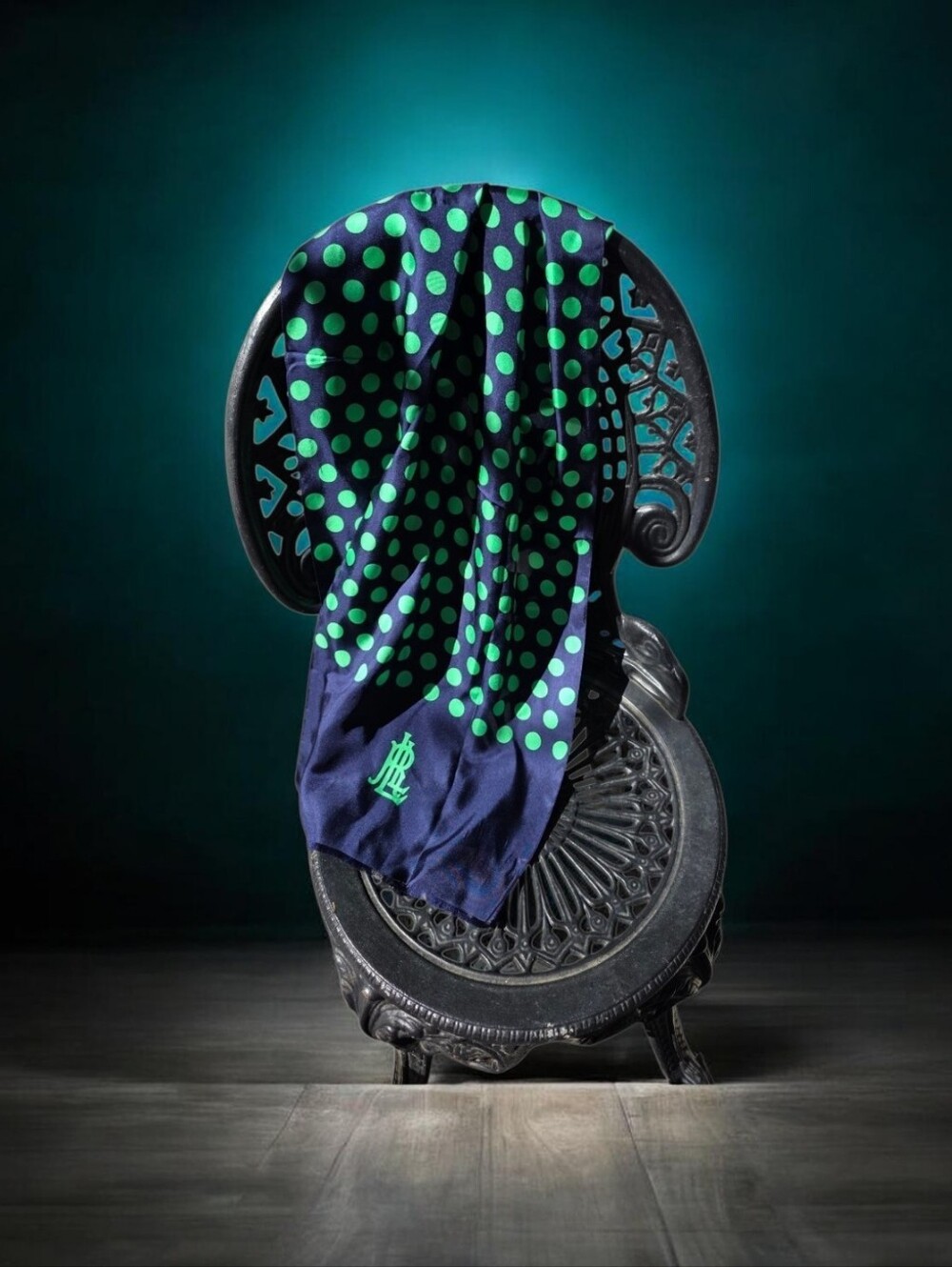 Lauren Ralph Lauren Polka-dot Blue & Green Scarf